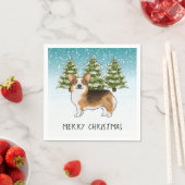 赤い頭のトライペンブロークコーギ冬のクリスマス スタンダードカクテルナプキン (インサイチュ)