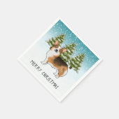 赤い頭のトライペンブロークコーギ冬のクリスマス スタンダードカクテルナプキン (角)