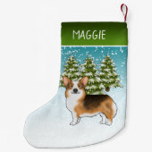 赤い頭のトライペンブロークコーギ冬のクリスマス スモールクリスマスストッキング (裏面)