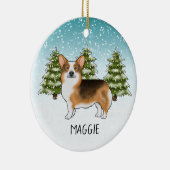 赤い頭のトライペンブロークコーギ冬のクリスマス セラミックオーナメント (右)