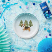 赤い頭のトライペンブロークコーギ冬のクリスマス ペーパープレート (パーティー)