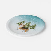 赤い頭のトライペンブロークコーギ冬のクリスマス ペーパープレート (アングル)