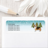 赤い頭のトライペンブロークコーギ冬のクリスマス ラベル (インサイチュ)