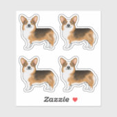 赤い頭の3ペムブレークウェルシュコーギー漫画の犬 シール (シート)