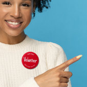 赤い頼私ボランティアバッジ 缶バッジ