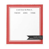 赤い額縁の「お母さんから」パーソナライズされた、 ノートパッド (正面)