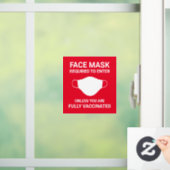 赤い顔マスクが必要な正方形のサインウィンドウの固定 ウィンドウサイン (ホーム)