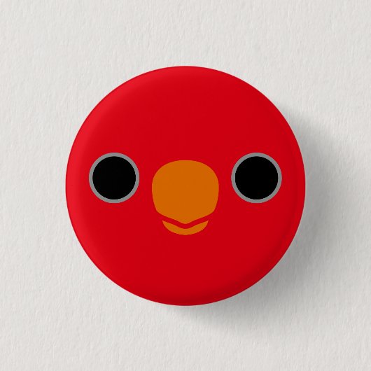 赤い顔 缶バッジ (正面)