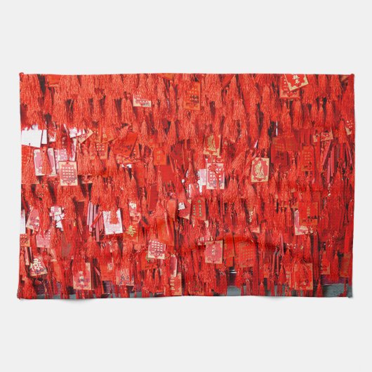 赤い願い キッチンタオル (横)