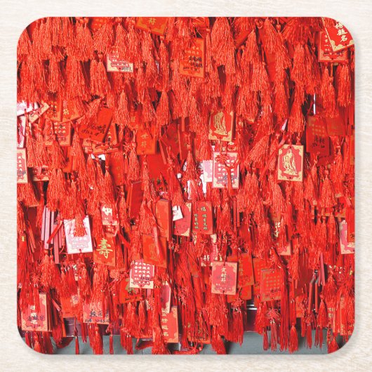 赤い願い スクエアペーパーコースター (正面)