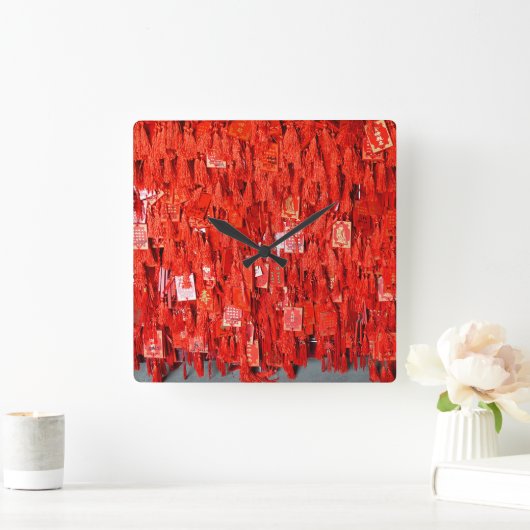 赤い願い スクエア壁時計 (ホーム)
