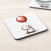 赤い風船で可愛らしいフワフワのアヒル コースター (左側)