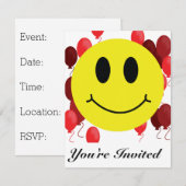 赤い風船で笑う顔 招待状 (正面/裏面)