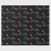 赤い風船のハッピーバースデー , 黒背景に白のハッピーバースデーの筆記体と赤いパーティ風船。
背景色 ラッピングペーパー (フラット)