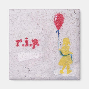 赤い風船の女の子のR.I.P.ステンシル マグネット