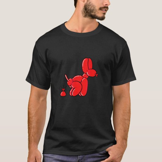赤い風船の犬のうんち Tシャツ (正面)