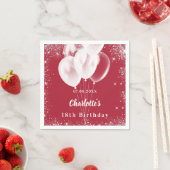 赤い風船の白い誕生日パーティー スタンダードカクテルナプキン (インサイチュ)