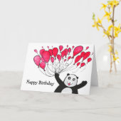 赤い風船の誕生日カード付きパンダ カード (黄色い花)