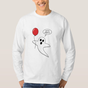 赤い風船を使ったかわいい幽霊 Tシャツ