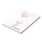 赤い風船を持ったかわいいテディベア ノートパッド (回転)