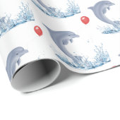 赤い風船を持つイルカ ラッピングペーパー (ロールコーナー)