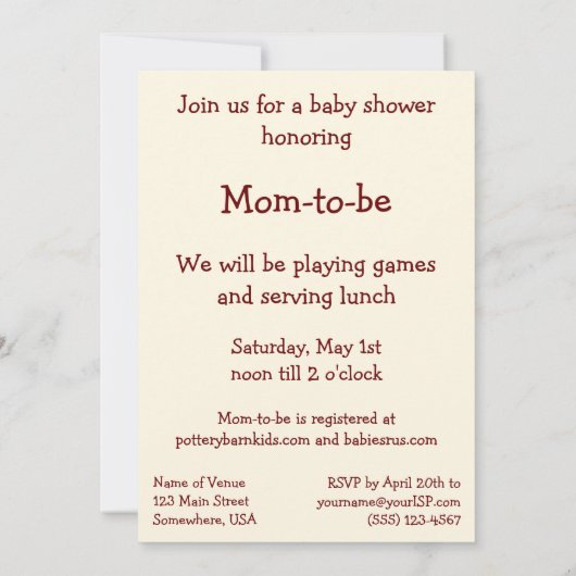 赤い風船を持つヴィンテージ男の子,子供の赤ちゃんシャワー 招待状 (裏面)