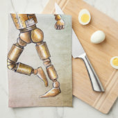 赤い風船を追うロボット キッチンタオル (四つ折り)