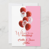 赤い風船。エレガントなセレモニープログラム 招待状 (裏面)