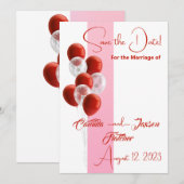 赤い風船。エレガントなSave the Dateカード 招待状 (正面/裏面)