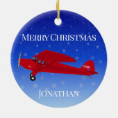赤い飛行機のクリスマスオーナメント セラミックオーナメント (裏面)