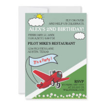 赤い飛行機の着陸の誕生日パーティー
