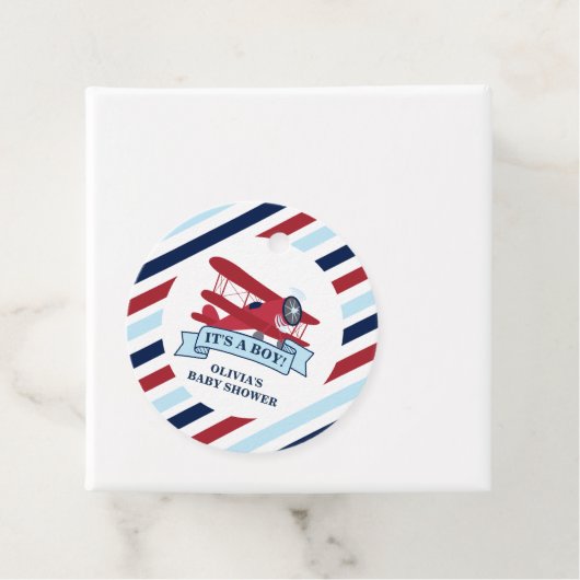赤い飛行機の赤ちゃんシャワー フェイバータグ (インサイチュ)