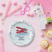 赤い飛行機の赤ちゃんシャワー ペーパープレート (パーティー)