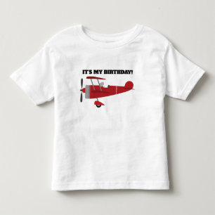 赤い飛行機 お誕生日おめでとう 名入れ トドラーTシャツ