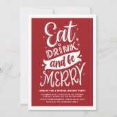 赤い食べドリンクとBe仮想メリークリスマスのパーティー 招待状 (正面)