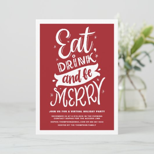 赤い食べドリンクとBe仮想メリークリスマスのパーティー 招待状 (スタンド正面)