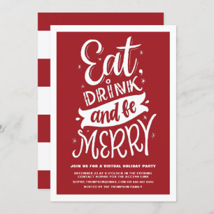 赤い食べドリンクとBe仮想メリークリスマスのパーティー 招待状