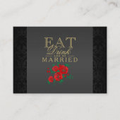 赤い食べ花飲み物&ビー結婚した-披露宴 エンクロージャーカード (正面)