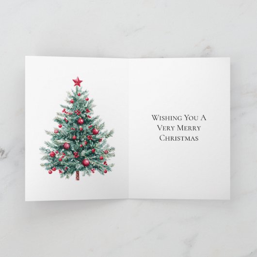 赤い飾りと星のクリスマスツリー カード (内部)