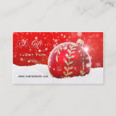 赤い飾りのきらきら雪のクリスマス ギフトカード 割引カード (正面)