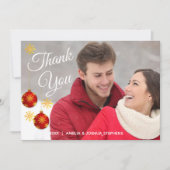 赤い飾りの写真のホリデー | 結婚式のお礼 サンキューカード (正面)