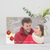 赤い飾りの写真 ホリデー | 結婚式のお礼 サンキューカード (スタンド正面)