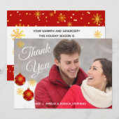 赤い飾りの写真 ホリデー | 結婚式のお礼 サンキューカード (正面/裏面)