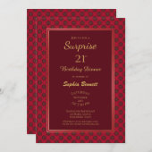 赤い飾縁どりサプライズ21日 招待状 (正面/裏面)