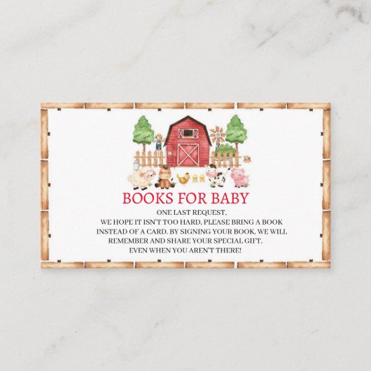 赤い養殖動物の赤ちゃんシャワー エンクロージャーカード (正面)