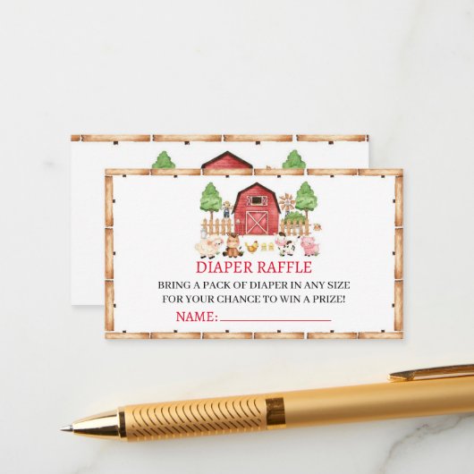 赤い養殖動物の赤ちゃんシャワー エンクロージャーカード (正面/裏面インサイチュ)