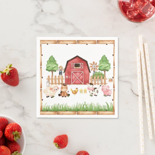 赤い養殖動物の赤ちゃんシャワー スタンダードカクテルナプキン (インサイチュ)