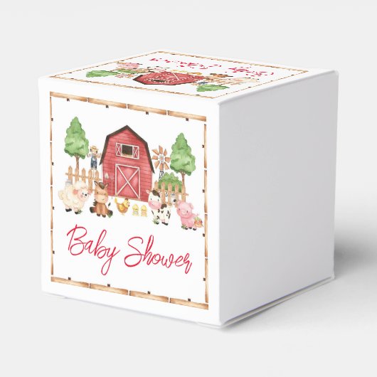 赤い養殖動物の赤ちゃんシャワー フェイバーボックス (裏面サイド)