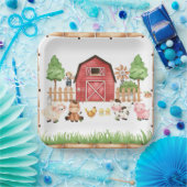 赤い養殖動物の赤ちゃんシャワー ペーパープレート (パーティー)