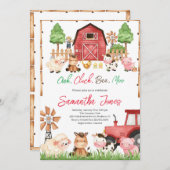 赤い養殖動物の赤ちゃんシャワー 招待状 (正面/裏面)